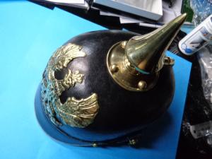 Пруски шлем-каска с шип (реплика)  на немски език  Preuss. Pickelhaube ( Repro) 