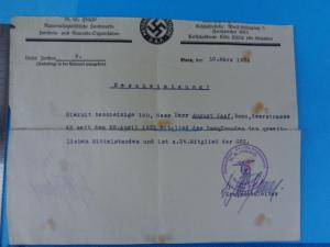 Bescheinigung- 10.03.1934 - Сертифициране за членство